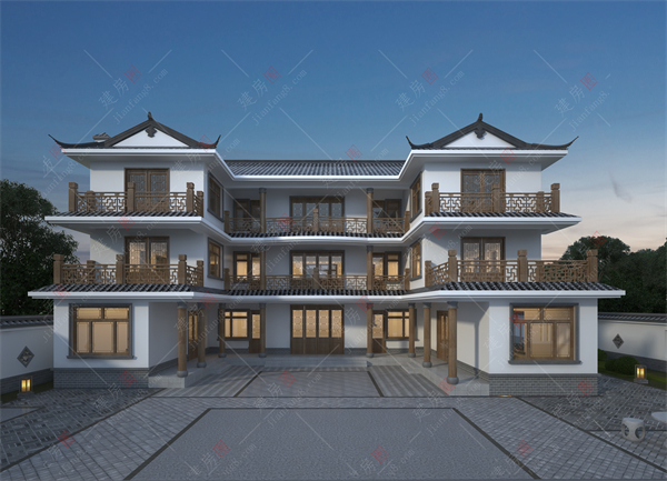 德阳农村自建房别墅设计施工公司，德阳四兄弟建三层中式豪华双拼别墅，气派有面子！